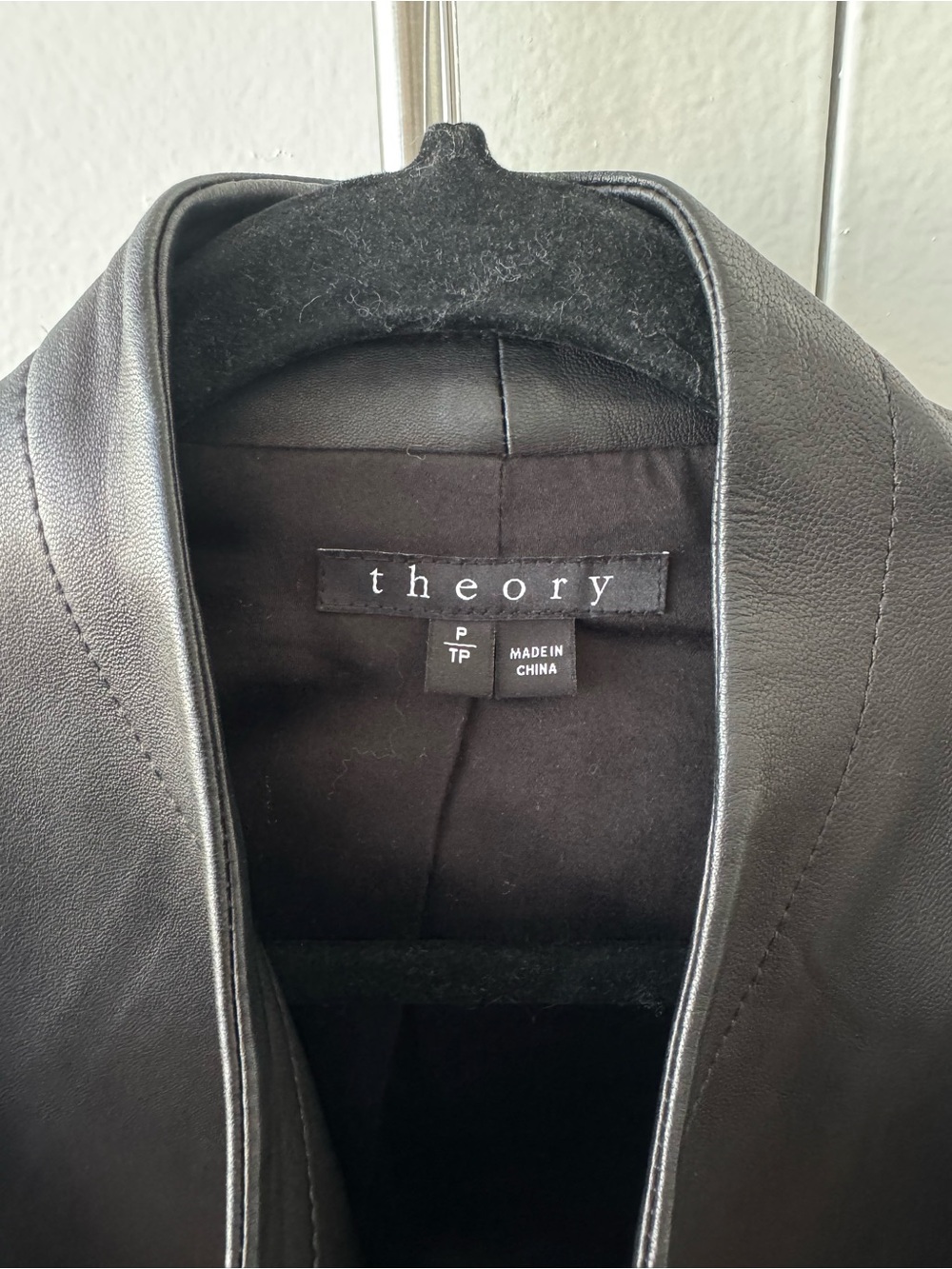 Theory Black Leather Asymmetrical Zip Jacket - Picture 2 of 5